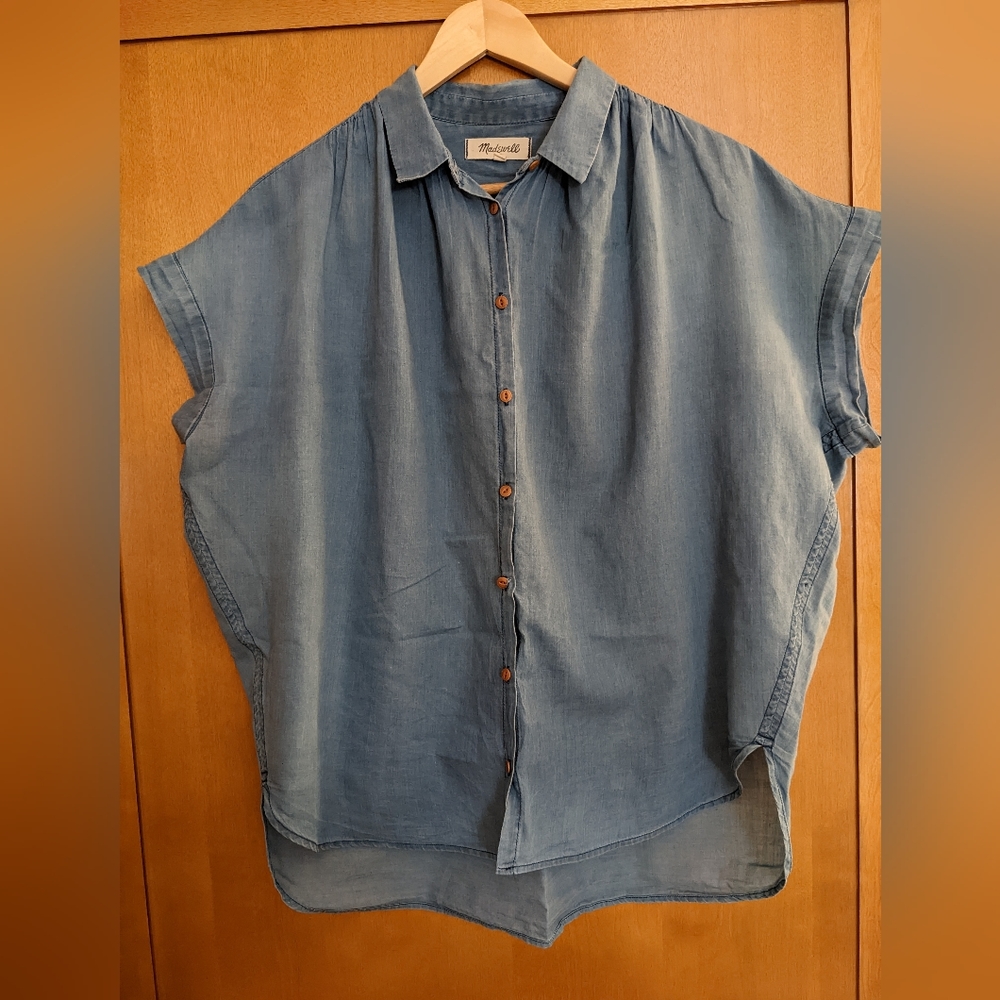 Madewell Central Shirt in Bright Indigo, Size M, Style#F7521, Slightly Oversized